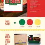 La Cresta branding board, showing logo, color palette, typography, and visual brand elements.