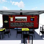 3D booth design for La Cresta with outdoor seating.