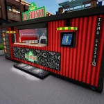 3D exhibition booth design for La Cresta, featuring its branding and menu displays in an outdoor urban setting.