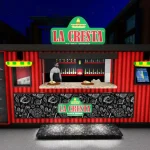 3D exhibition stand design for a La Cresta food booth.